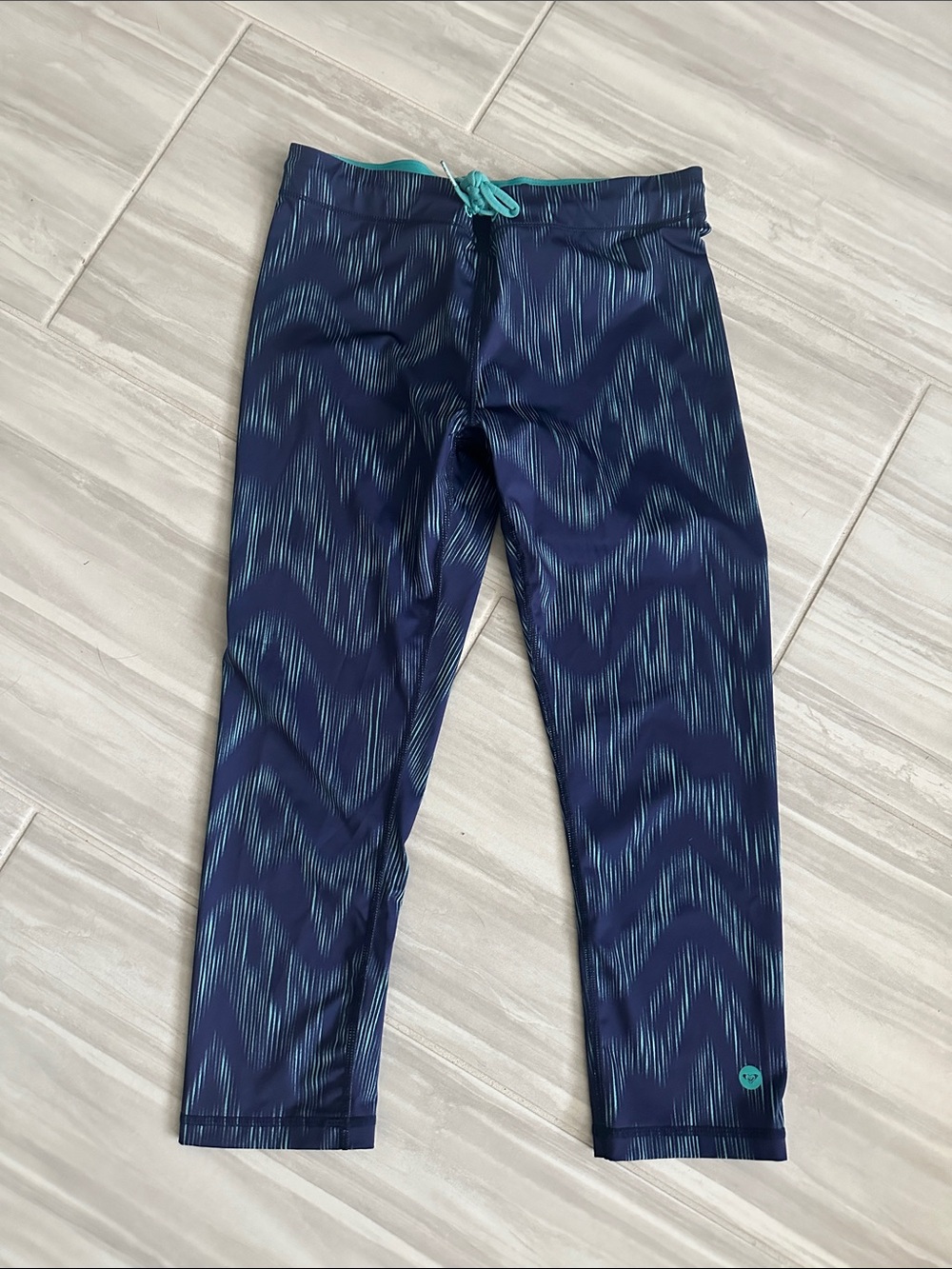 Roxy Navy Leggings with Teal Accent Drawcord